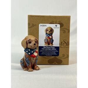 Jim Shore Heartwood Creek Mini Patriotic Puppy in Scarf Figurine 6006442  Box